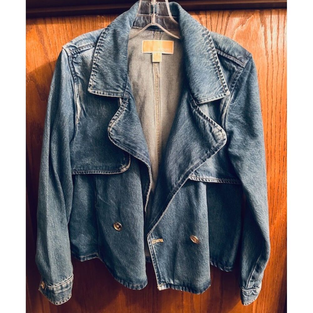 Michael Kors NWOT Doubled Breasted Short Trench Elevated Casual Denim Jacket M